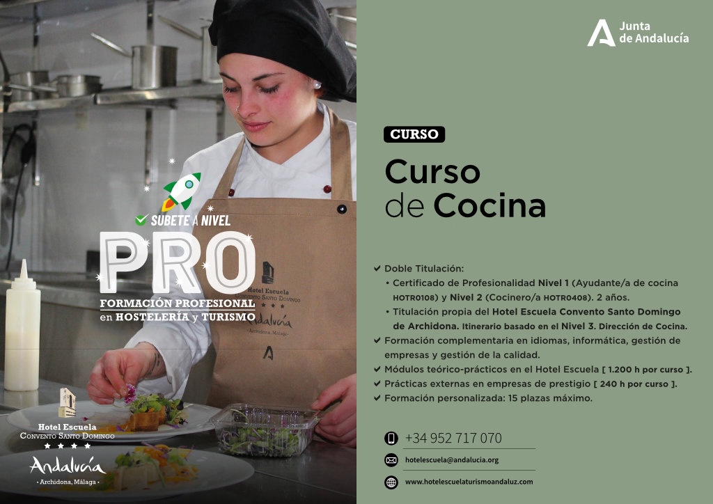 Cocina del curso Jefe de Cocina en el Hotel Escuela Convento Santo Domingo